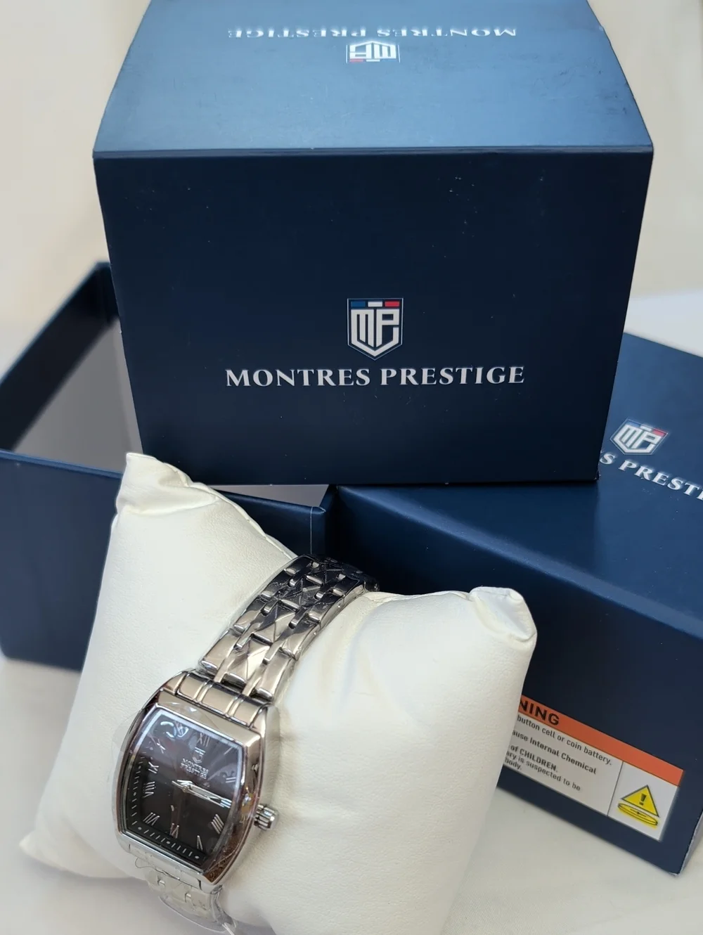 NWT Women's Montres Prestige Classic Tonneau Stainless Steel Watch - Black Dial